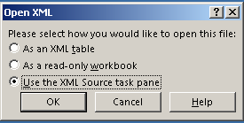 XML Source task pane