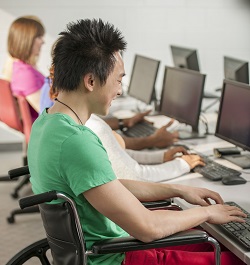 Student in computer class