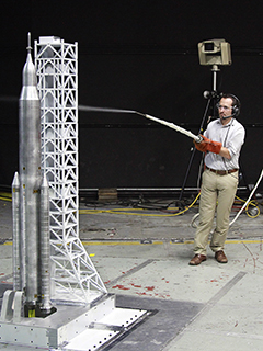 Engineer testing launch system