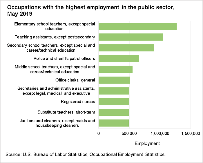 Occupations with the highest employment in the public sector, May 2019