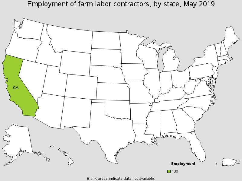 Employment of farm labor contractors, by state, May 2019