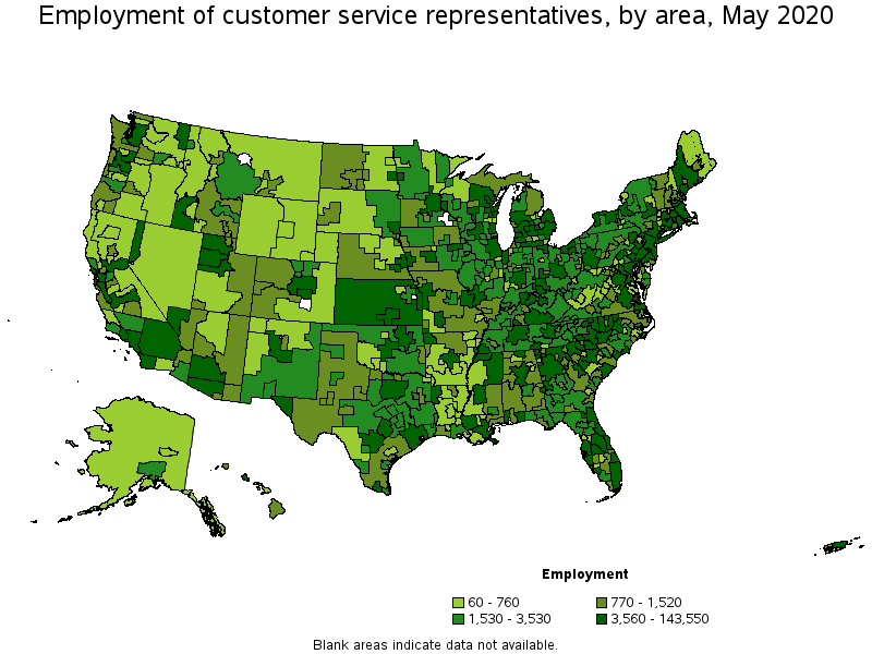 Employment of management occupations, by area, May 2020