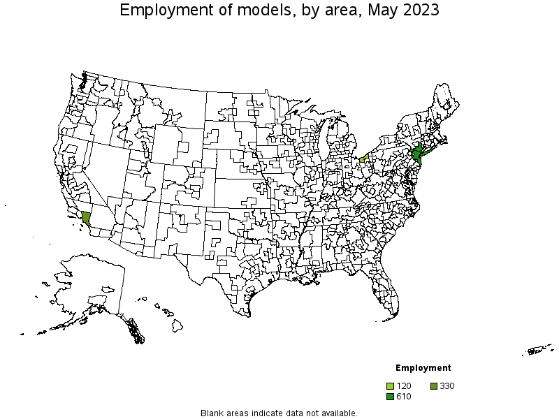 Map of employment of models by area, May 2022