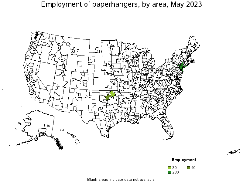 Map of employment of paperhangers by area, May 2022
