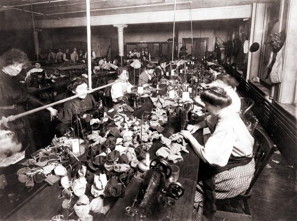 Image of female workers sewing in a sweat shop