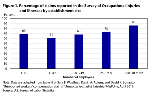 Figure 1 Percentage of claims reported in SOII by establishment size