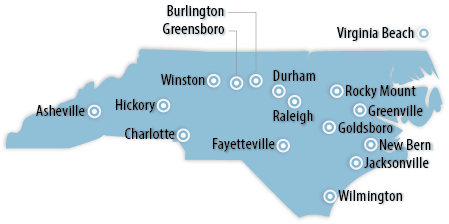 North Carolina Area Map