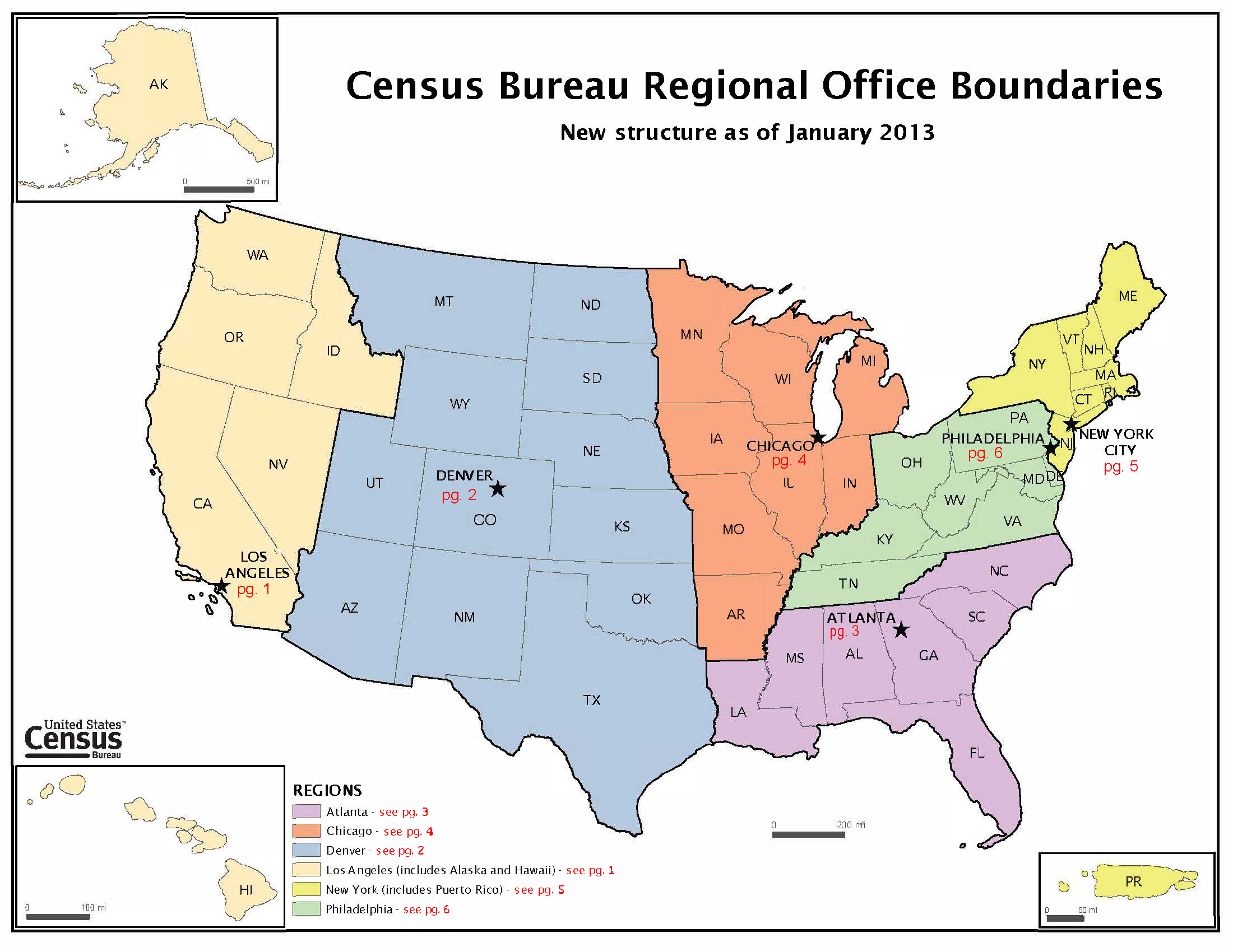 Census Bureau Regional Office Boundaries Map